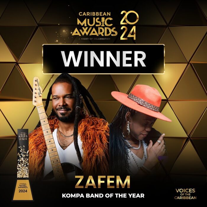 Zafem remporte le prix de meilleur groupe Konpa aux Caribbean Music Awards 2024