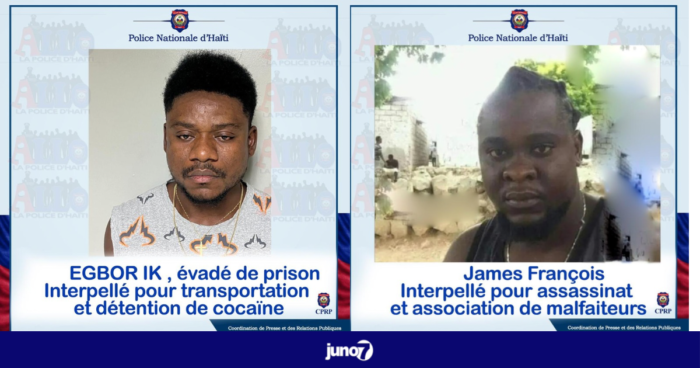 Arrestation de deux individus recherchés par la Police nationale d'Haïti pour trafic de drogue et meurtres